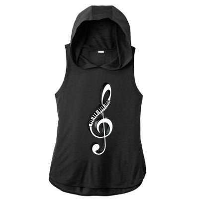 Cool Piano Art Men Women Musical Notes Piano Player Treble Ladies PosiCharge Tri-Blend Wicking Draft Hoodie Tank