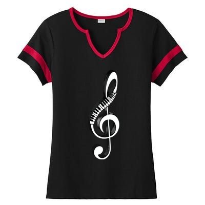 Cool Piano Art Men Women Musical Notes Piano Player Treble Ladies Halftime Notch Neck Tee