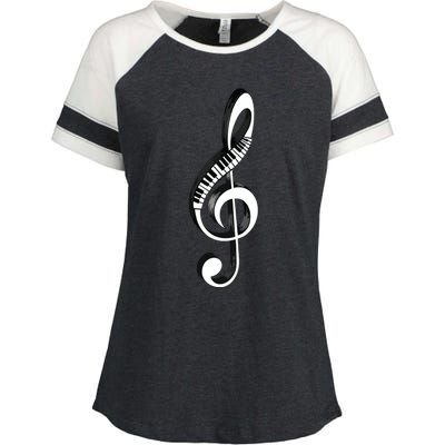 Cool Piano Art Men Women Musical Notes Piano Player Treble Enza Ladies Jersey Colorblock Tee