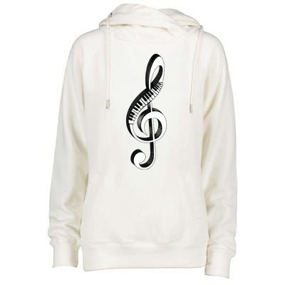 Cool Piano Art Men Women Musical Notes Piano Player Treble Womens Funnel Neck Pullover Hood