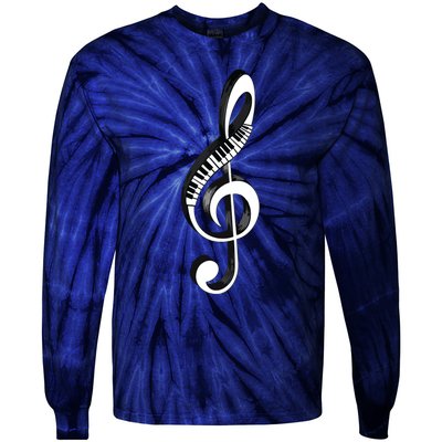 Cool Piano Art Men Women Musical Notes Piano Player Treble Tie-Dye Long Sleeve Shirt