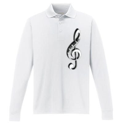 Cool Piano Art Men Women Musical Notes Piano Player Treble Performance Long Sleeve Polo