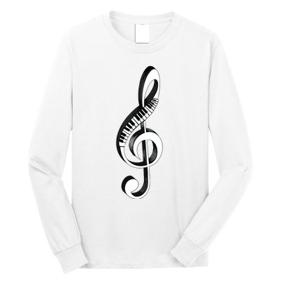 Cool Piano Art Men Women Musical Notes Piano Player Treble Long Sleeve Shirt