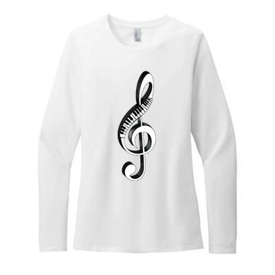 Cool Piano Art Men Women Musical Notes Piano Player Treble Womens CVC Long Sleeve Shirt