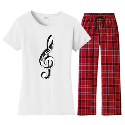 Cool Piano Art Men Women Musical Notes Piano Player Treble Women's Flannel Pajama Set