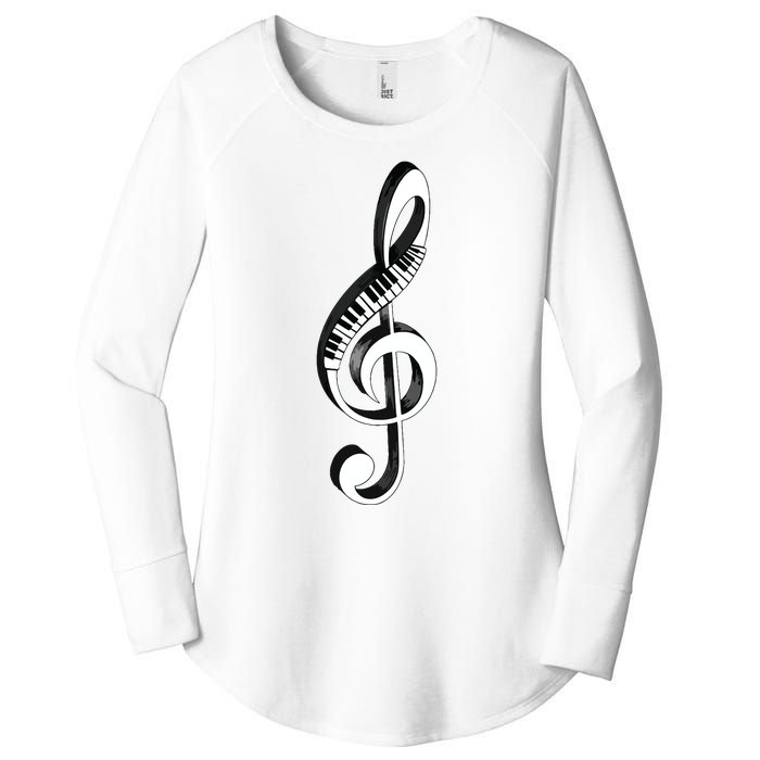 Cool Piano Art Men Women Musical Notes Piano Player Treble Women's Perfect Tri Tunic Long Sleeve Shirt