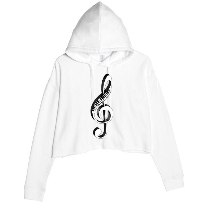 Cool Piano Art Men Women Musical Notes Piano Player Treble Crop Fleece Hoodie