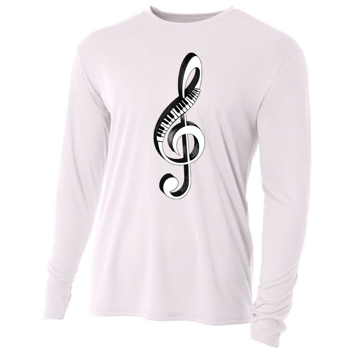 Cool Piano Art Men Women Musical Notes Piano Player Treble Cooling Performance Long Sleeve Crew