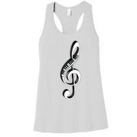 Cool Piano Art Men Women Musical Notes Piano Player Treble Women's Racerback Tank