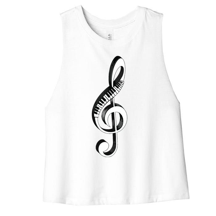 Cool Piano Art Men Women Musical Notes Piano Player Treble Women's Racerback Cropped Tank