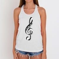 Cool Piano Art Men Women Musical Notes Piano Player Treble Women's Knotted Racerback Tank