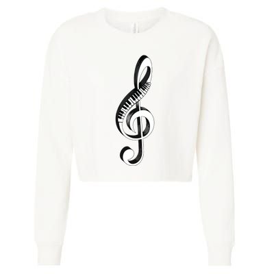 Cool Piano Art Men Women Musical Notes Piano Player Treble Cropped Pullover Crew