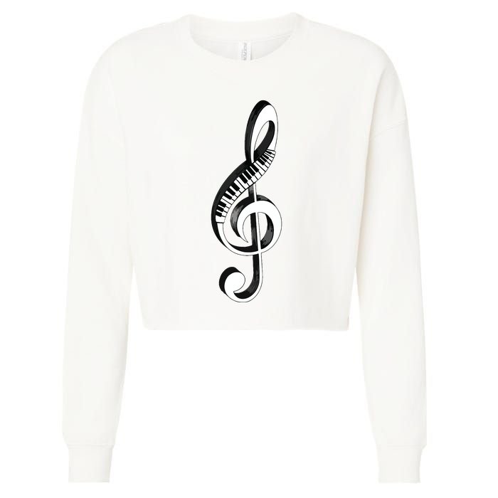 Cool Piano Art Men Women Musical Notes Piano Player Treble Cropped Pullover Crew