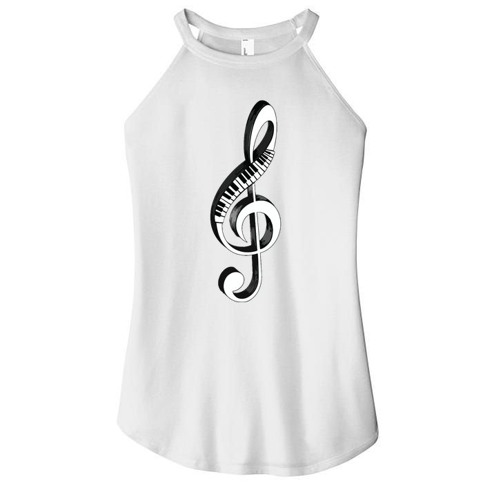 Cool Piano Art Men Women Musical Notes Piano Player Treble Women's Perfect Tri Rocker Tank