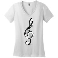 Cool Piano Art Men Women Musical Notes Piano Player Treble Women's V-Neck T-Shirt