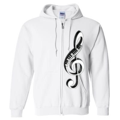 Cool Piano Art Men Women Musical Notes Piano Player Treble Full Zip Hoodie