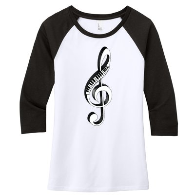 Cool Piano Art Men Women Musical Notes Piano Player Treble Women's Tri-Blend 3/4-Sleeve Raglan Shirt