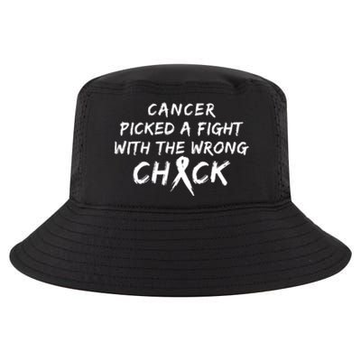 Cancer Picked A Fight With The Wrong Chick Breast Cancer Warrior Awareness Pink Cool Comfort Performance Bucket Hat