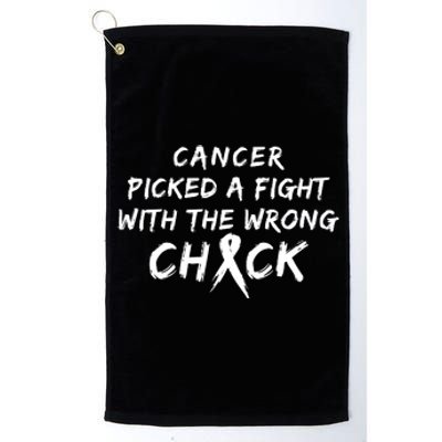 Cancer Picked A Fight With The Wrong Chick Breast Cancer Warrior Awareness Pink Platinum Collection Golf Towel