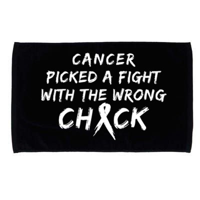 Cancer Picked A Fight With The Wrong Chick Breast Cancer Warrior Awareness Pink Microfiber Hand Towel