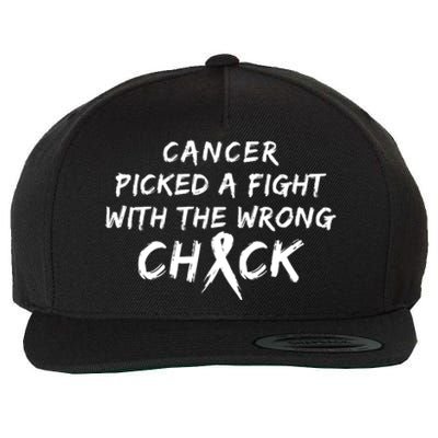 Cancer Picked A Fight With The Wrong Chick Breast Cancer Warrior Awareness Pink Wool Snapback Cap