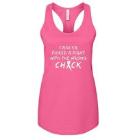 Cancer Picked A Fight With The Wrong Chick Breast Cancer Warrior Awareness Pink Women's Racerback Tank