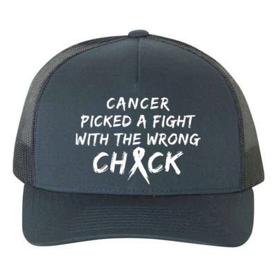 Cancer Picked A Fight With The Wrong Chick Breast Cancer Warrior Awareness Pink Yupoong Adult 5-Panel Trucker Hat