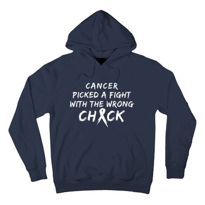 Cancer Picked A Fight With The Wrong Chick Breast Cancer Warrior Awareness Pink Hoodie