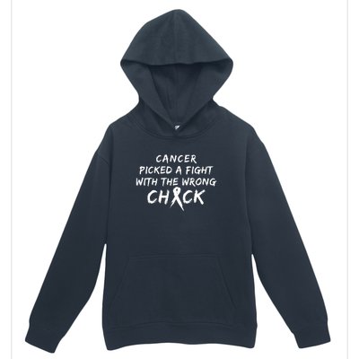 Cancer Picked A Fight With The Wrong Chick Breast Cancer Warrior Awareness Pink Urban Pullover Hoodie