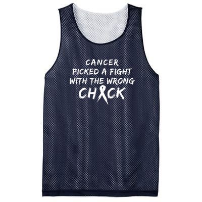 Cancer Picked A Fight With The Wrong Chick Breast Cancer Warrior Awareness Pink Mesh Reversible Basketball Jersey Tank