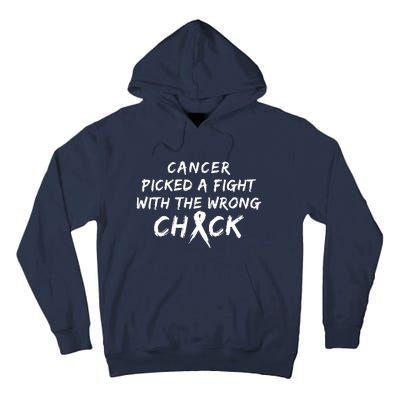 Cancer Picked A Fight With The Wrong Chick Breast Cancer Warrior Awareness Pink Tall Hoodie