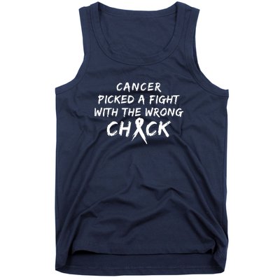 Cancer Picked A Fight With The Wrong Chick Breast Cancer Warrior Awareness Pink Tank Top