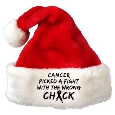 Cancer Picked A Fight With The Wrong Chick Breast Cancer Warrior Awareness Pink Premium Christmas Santa Hat