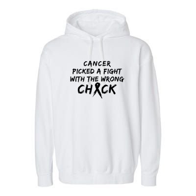 Cancer Picked A Fight With The Wrong Chick Breast Cancer Warrior Awareness Pink Garment-Dyed Fleece Hoodie