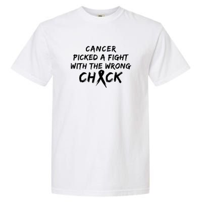 Cancer Picked A Fight With The Wrong Chick Breast Cancer Warrior Awareness Pink Garment-Dyed Heavyweight T-Shirt