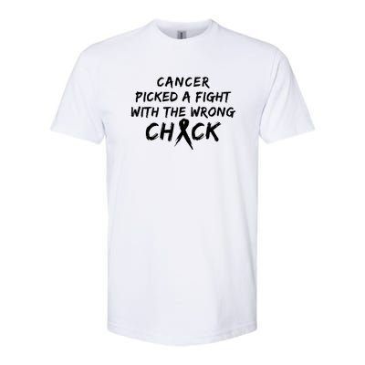 Cancer Picked A Fight With The Wrong Chick Breast Cancer Warrior Awareness Pink Softstyle CVC T-Shirt