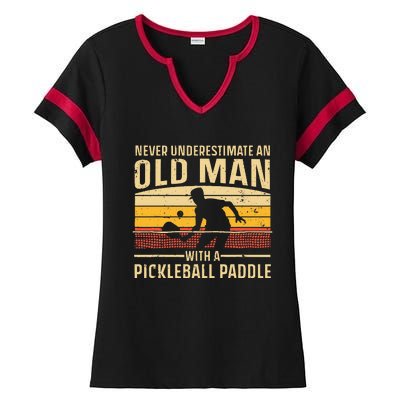 Cool Pickleball Art Paddle Pickleball Player Ladies Halftime Notch Neck Tee