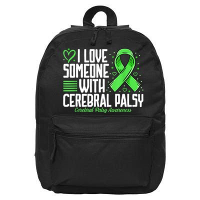 Cerebral Palsy Awareness I Love Someone With Cerebral Palsy 16 in Basic Backpack