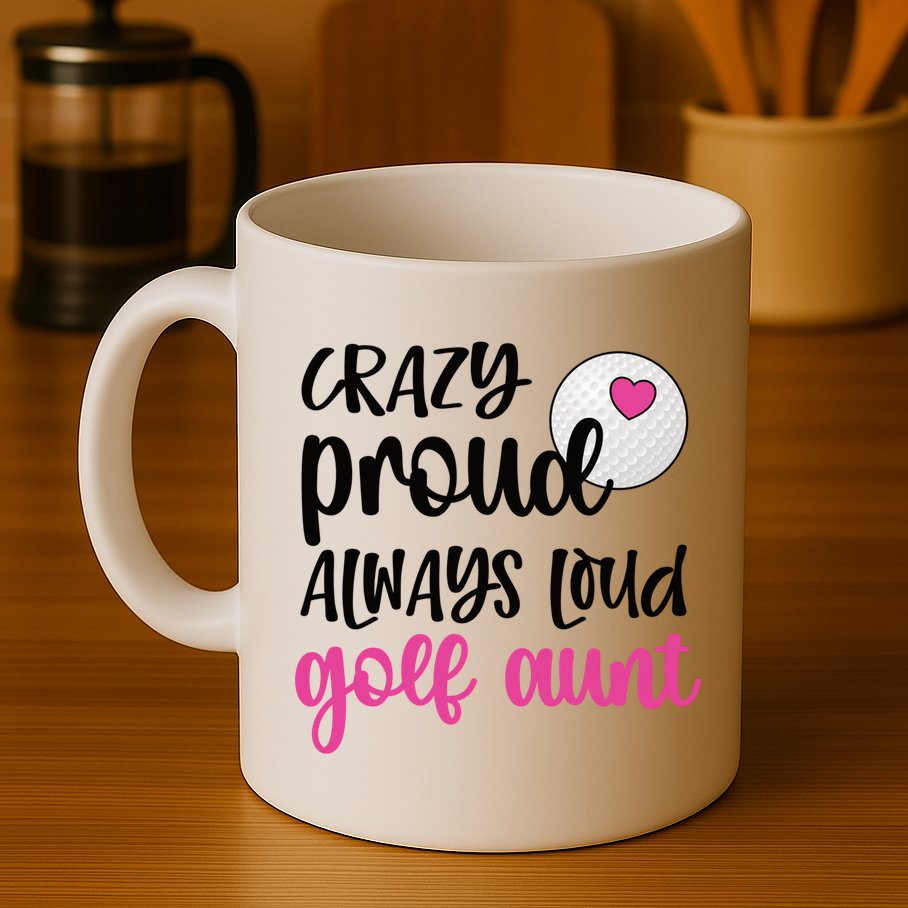 Crazy Proud Always Loud Golf Aunt Of A Golfer Gift Mug
