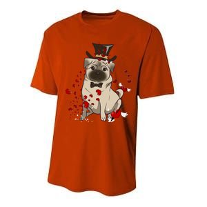 Cute Pug And Red Hearts Funny Dog Mom Valentines Day Pug Lover Funny Gift Performance Sprint T-Shirt