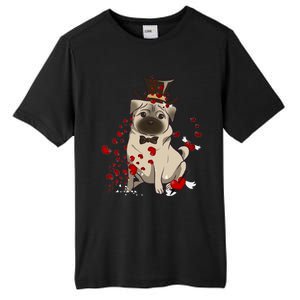 Cute Pug And Red Hearts Funny Dog Mom Valentines Day Pug Lover Funny Gift Tall Fusion ChromaSoft Performance T-Shirt