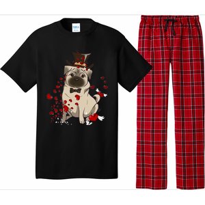 Cute Pug And Red Hearts Funny Dog Mom Valentines Day Pug Lover Funny Gift Pajama Set