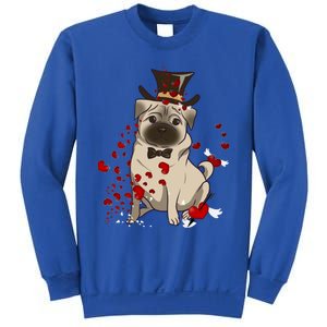 Cute Pug And Red Hearts Funny Dog Mom Valentines Day Pug Lover Funny Gift Sweatshirt