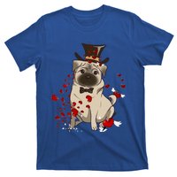 Cute Pug And Red Hearts Funny Dog Mom Valentines Day Pug Lover Funny Gift T-Shirt