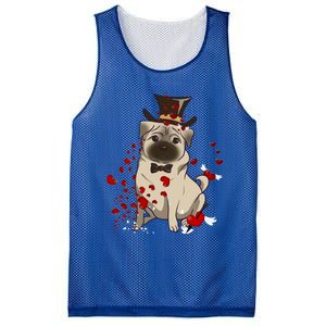 Cute Pug And Red Hearts Funny Dog Mom Valentines Day Pug Lover Funny Gift Mesh Reversible Basketball Jersey Tank