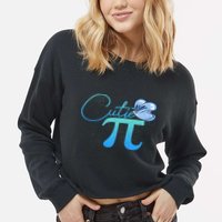 Cute Pie And Pi Day Math Lover Gift I National Pi Day Cool Gift Cropped Pullover Crew