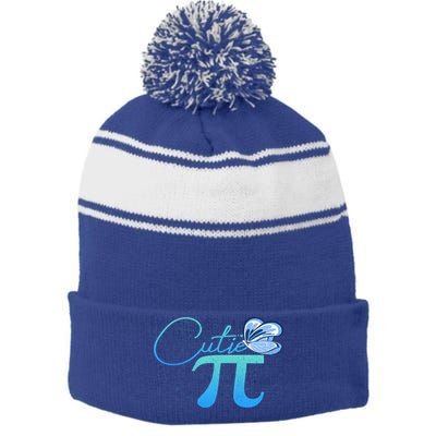 Cute Pie And Pi Day Math Lover Gift I National Pi Day Cool Gift Stripe Pom Pom Beanie