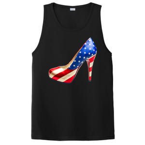 Cute Patriotic American Usa Flag Heels Shoes PosiCharge Competitor Tank