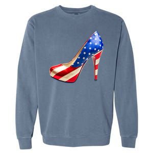 Cute Patriotic American Usa Flag Heels Shoes Garment-Dyed Sweatshirt