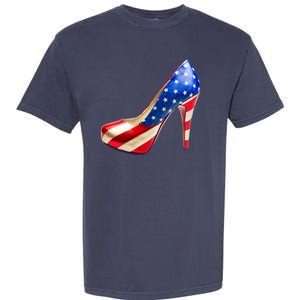 Cute Patriotic American Usa Flag Heels Shoes Garment-Dyed Heavyweight T-Shirt